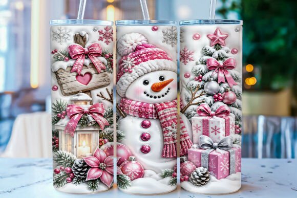 Inflated Snowy Snowman Christmas Tumbler