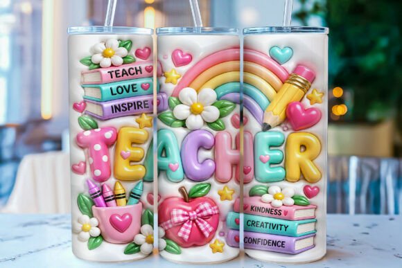 Inflated Teacher 20oz Tumbler Wrap PNG