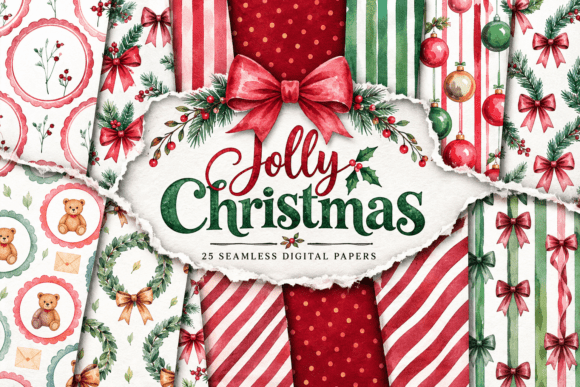 Jolly Christmas Watercolor Pattern