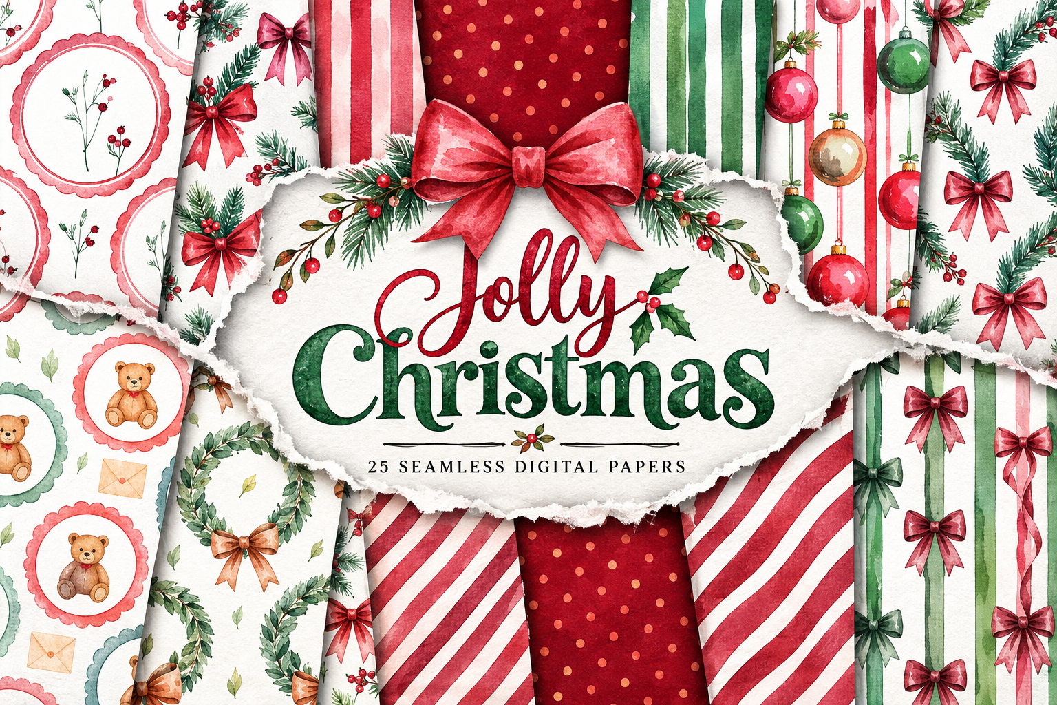 Jolly Christmas Watercolor Pattern