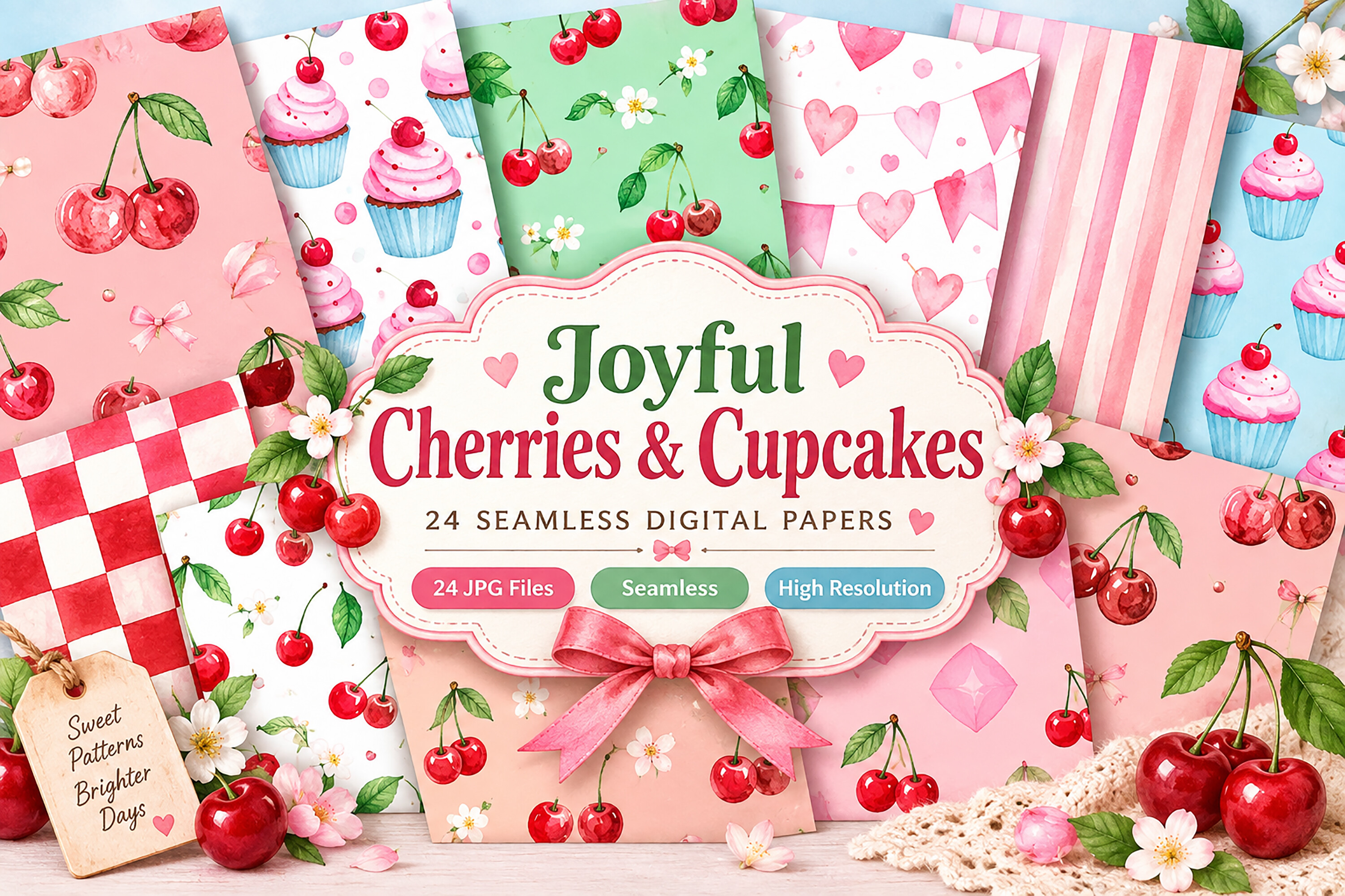 Joyful Cherries & Cupcakes Digital