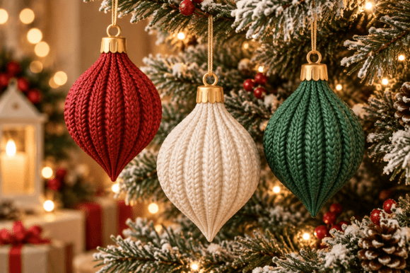 Knit Style Christmas Ornament 3D STL - Teardrop Holiday Print File - Image 2