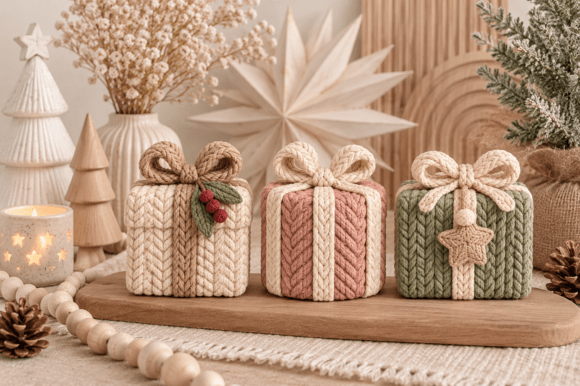 Knitted Christmas Gift Box STL Set – 3 Festive 3D Print Models - Image 1