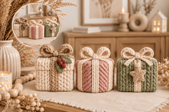 Knitted Christmas Gift Box STL Set – 3 Festive 3D Print Models - Image 3