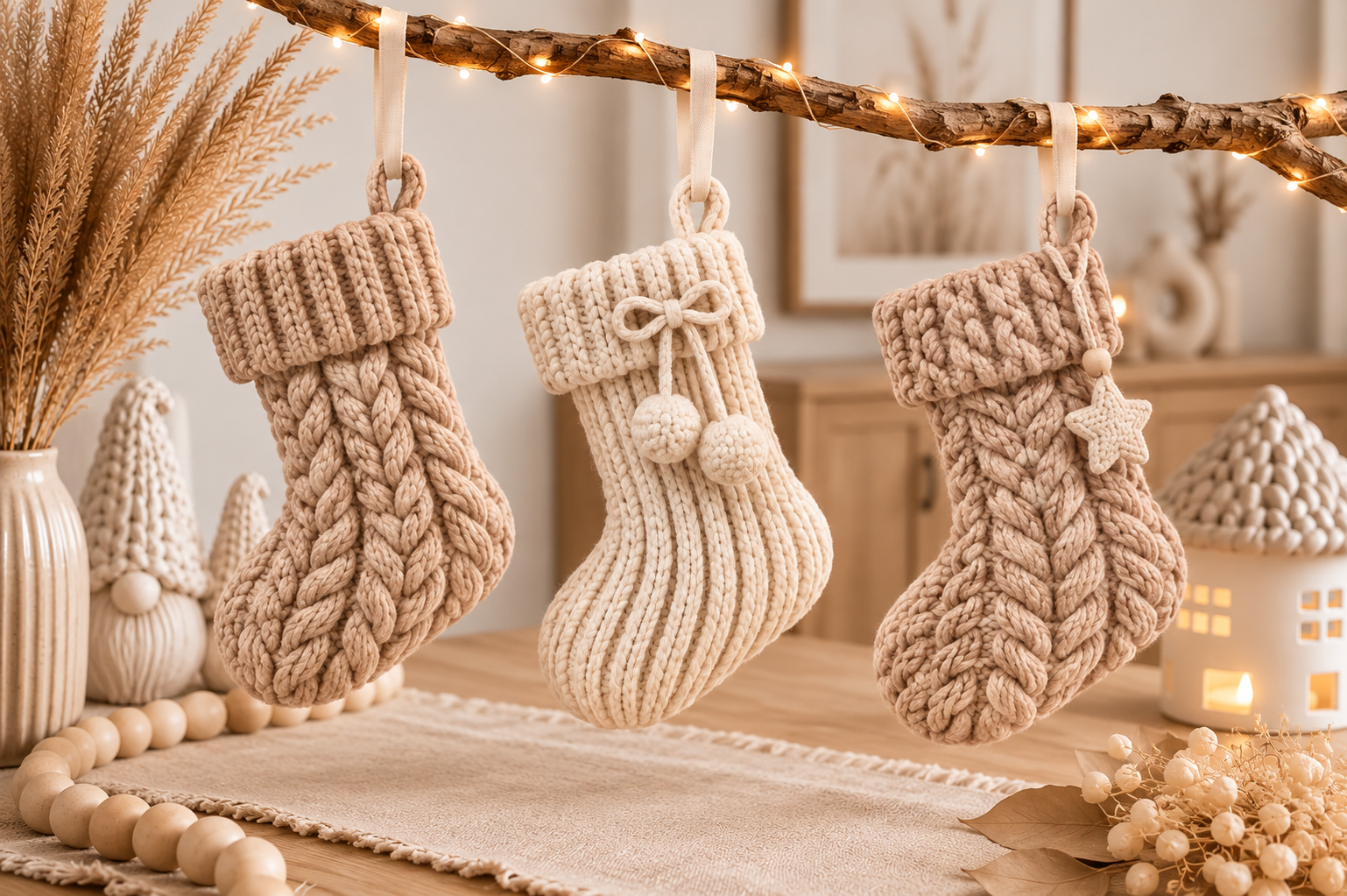 Knitted Christmas Stocking STL Set – 3 Cable-Knit 3D Print Models for Holiday Décor - Image 4
