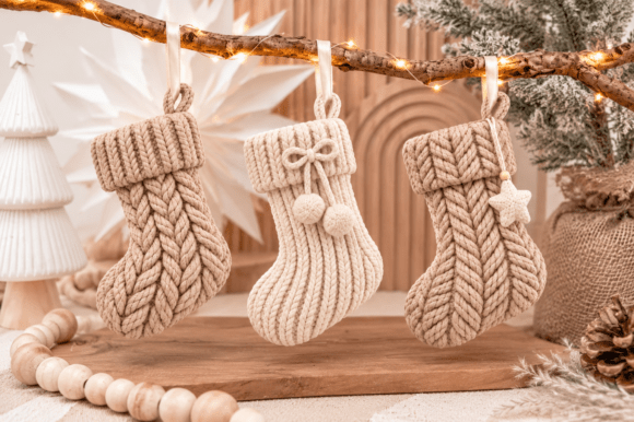 Knitted Christmas Stocking STL Set – 3 Cable-Knit 3D Print Models for Holiday Décor - Image 3