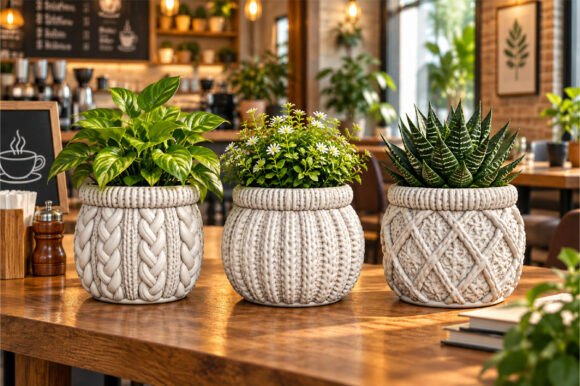 Knitted Texture Planter Pot Set – 3D Printable STL Files (Set of 3) - Image 3