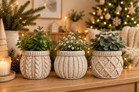 Knitted Texture Planter Pot Set – 3D Printable STL Files (Set of 3) - Image 4