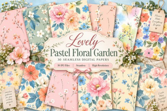 Lovely Pastel Floral Garden Digital