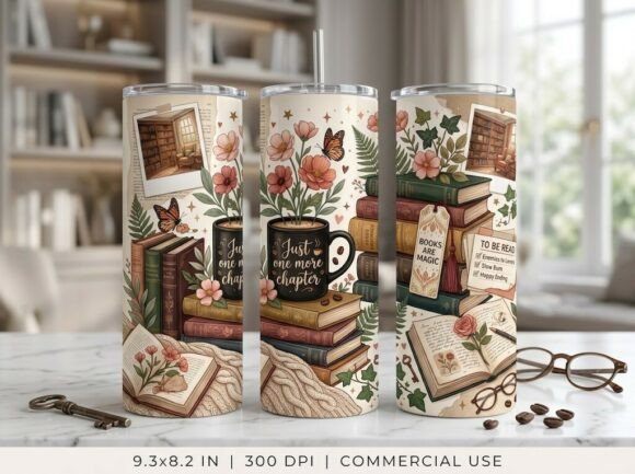 Lovely Vintage Book Lover Tumbler Design