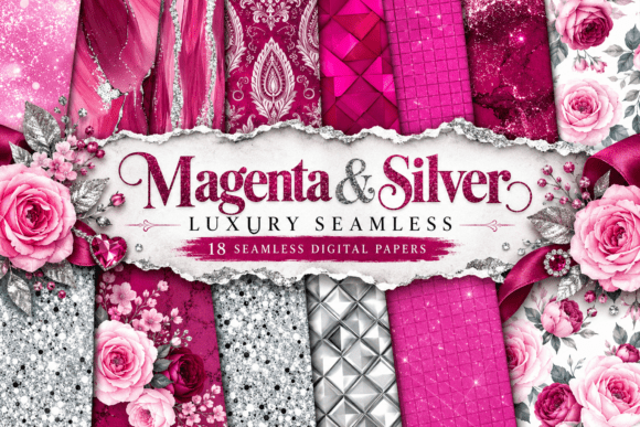 Magenta & Silver Luxury Seamless Pattern