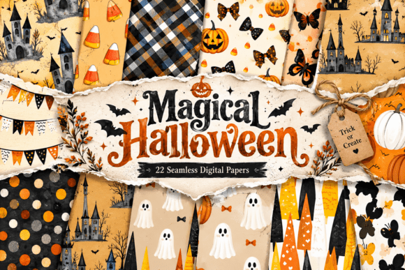 Magical Halloween Seamless Pattern