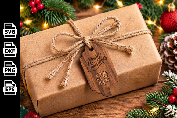Merry Christmas Gift Tag Laser Cut Label laser cut file