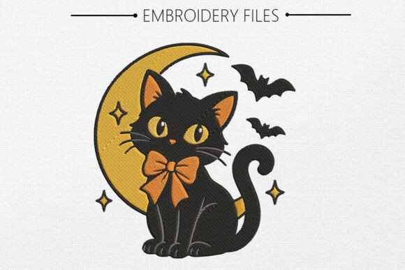 Moon Spooky Halloween Embroidery Design