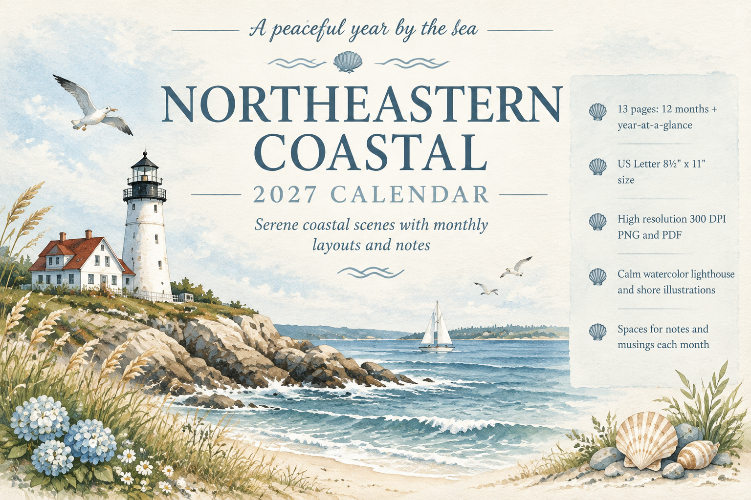 Northeastern Coastal 2027 Calendar Pages