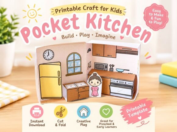 Paper Doll Pocket House Kitchen Set