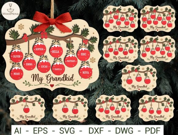 Personalized Family Xmas Ornament SVG