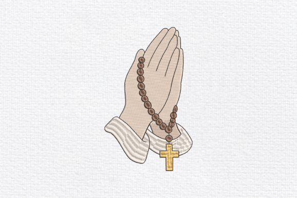 Praying Hands with Rosary Embroidery
