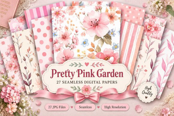 Pretty Pink Garden Digital Seamless