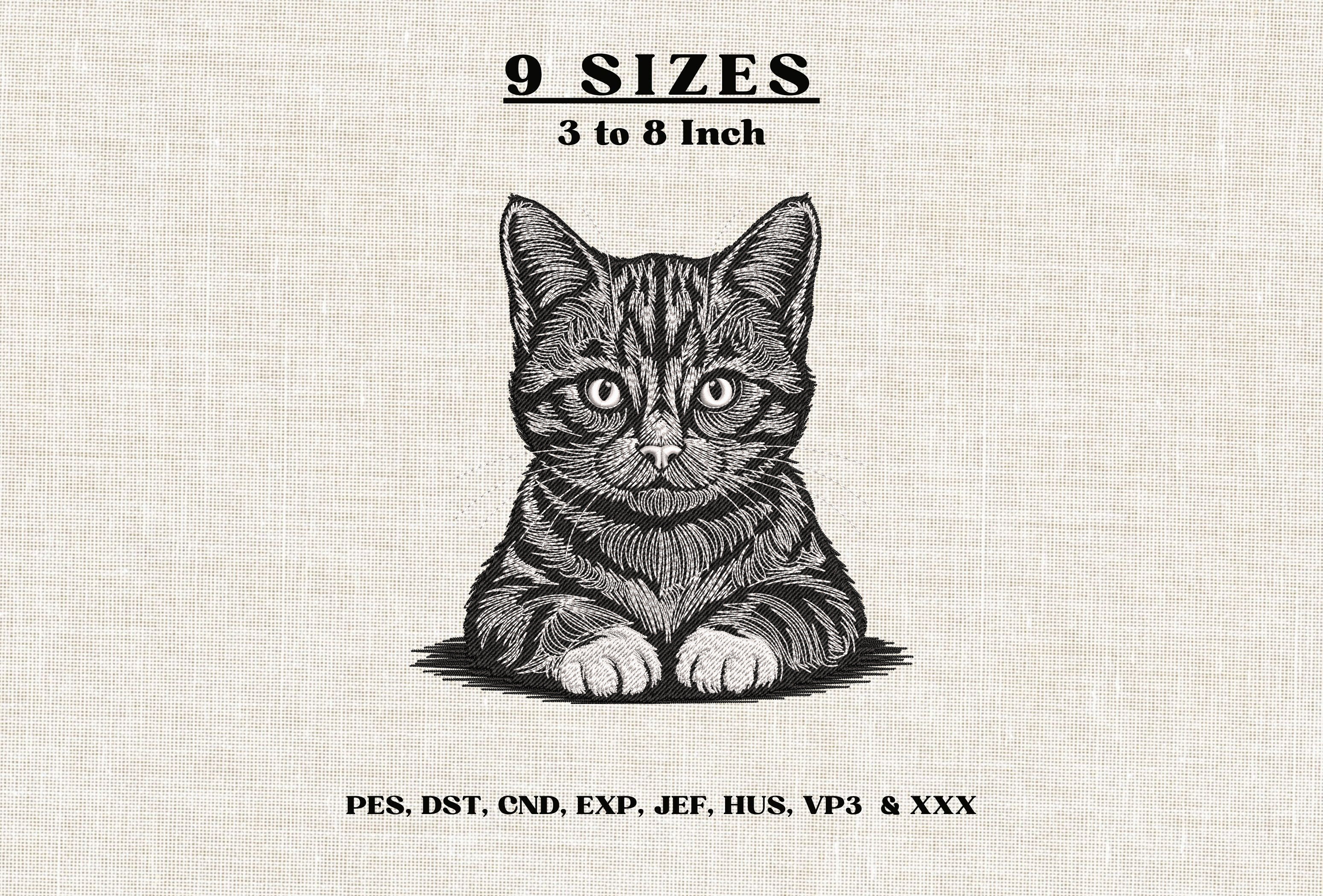 Realistic Tabby Cat Embroidery Design