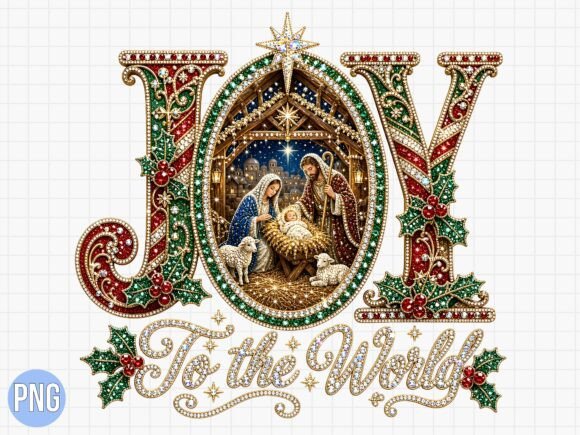 Rhinestone Joy Nativity PNG T-Shirt Graphic T-shirt Designs By Aria Creates