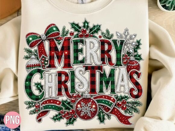 Rhinestone Merry Christmas PNG T-Shirt