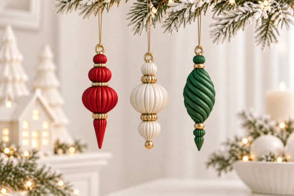 Ribbed Christmas Ornament STL 3D Print Set – 3 Festive Designs - Image 2