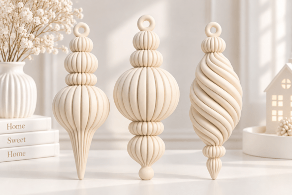 Ribbed Christmas Ornament STL 3D Print Set – 3 Festive Designs - Image 3