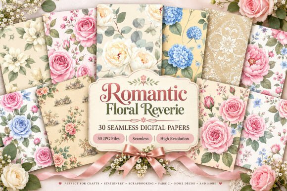 Romantic Floral Reverie Digital Seamless