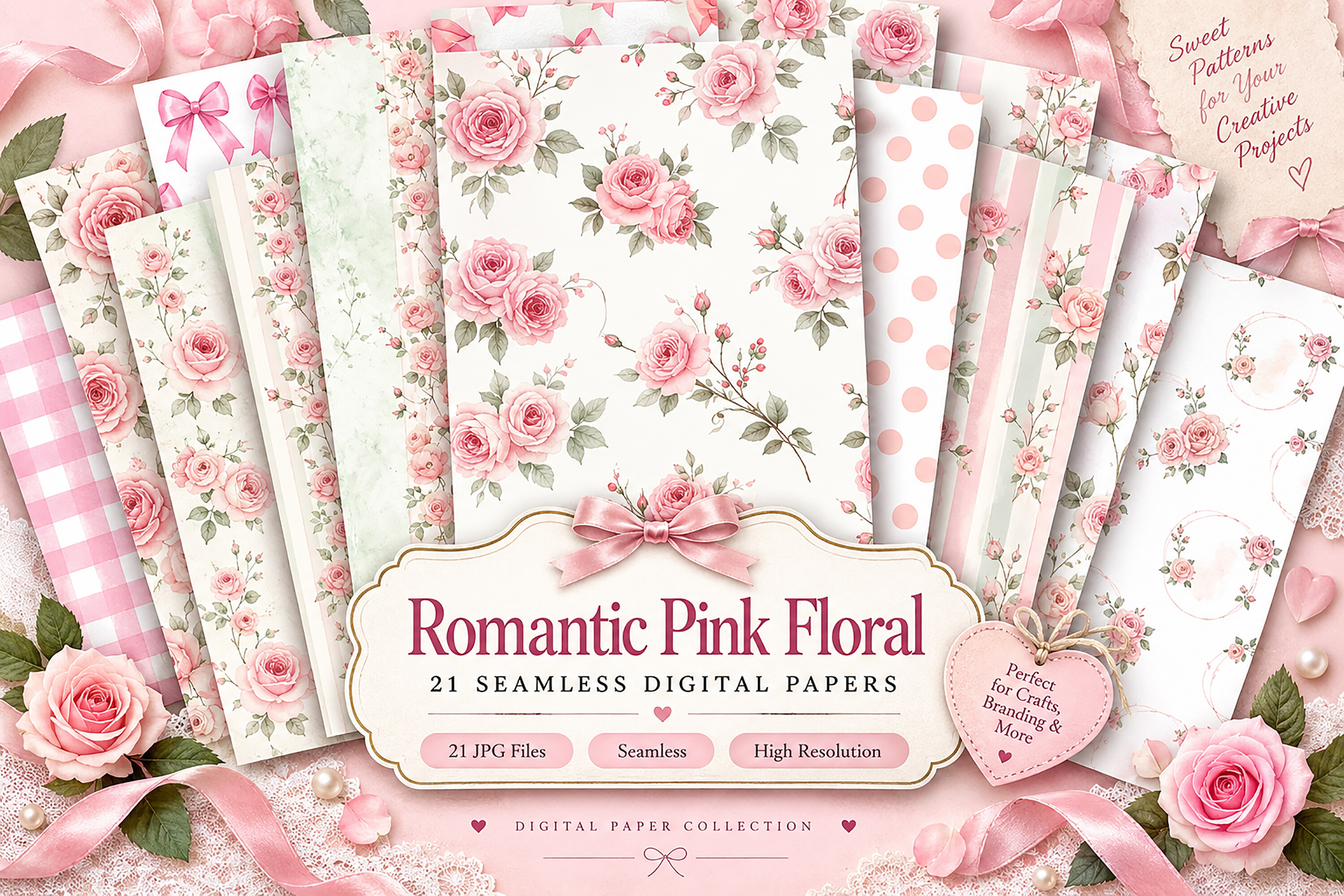 Romantic Pink Floral Seamless Pattern