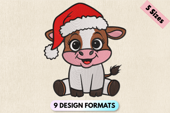 Santa Cow Christmas Cow Embroidery File