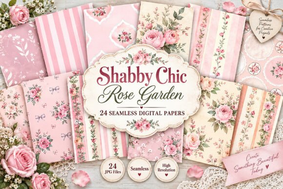 Shabby Chic Rose Garden Digital