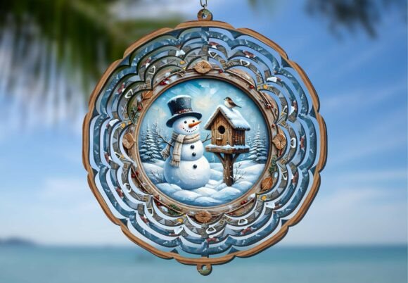 Snowman Christmas Tree Wind Spinner