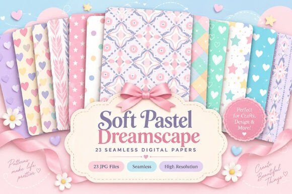 Soft Pastel Dreamscape Digital Seamless