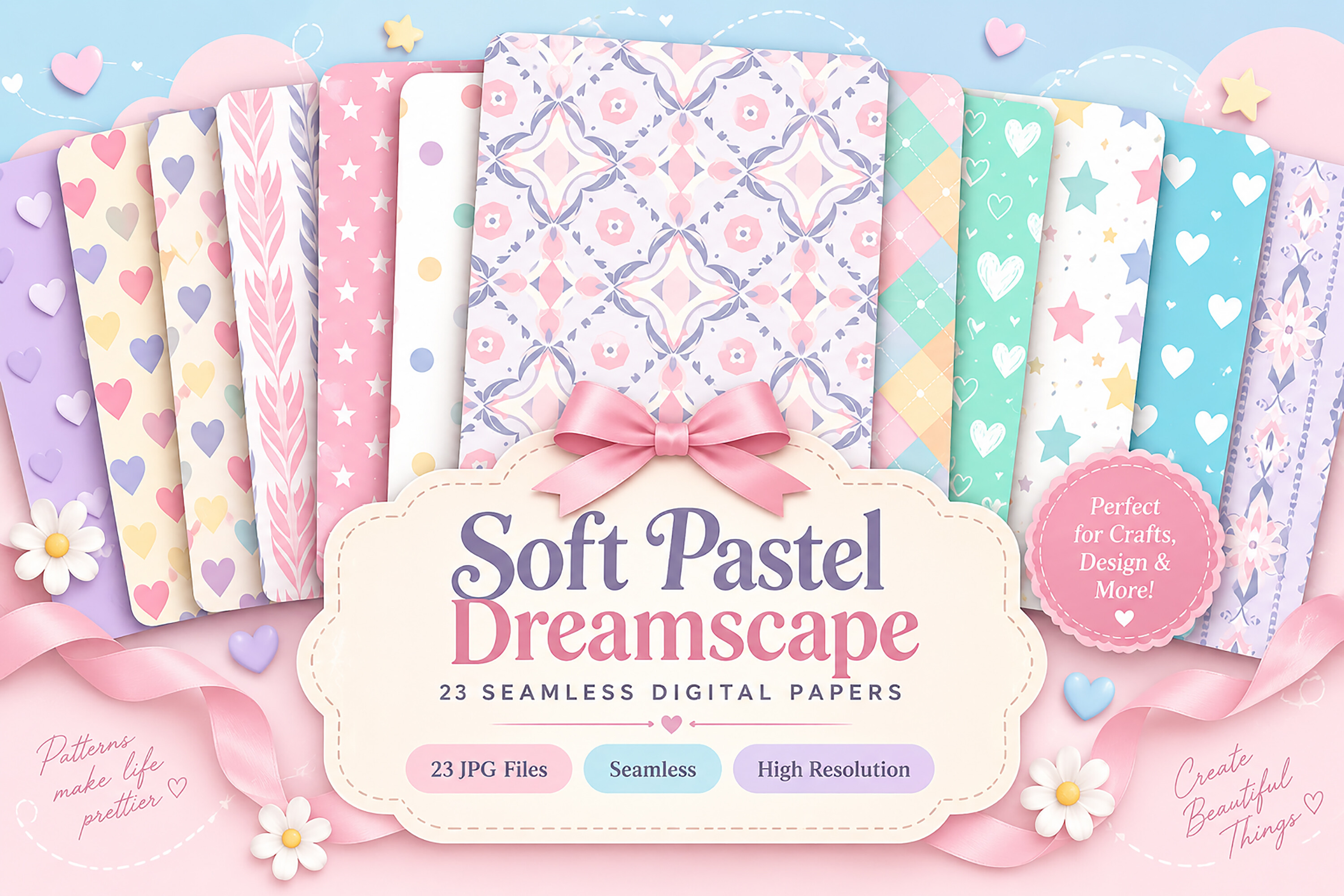 Soft Pastel Dreamscape Digital Seamless