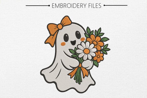Spooky Boo with Flower Embroidery