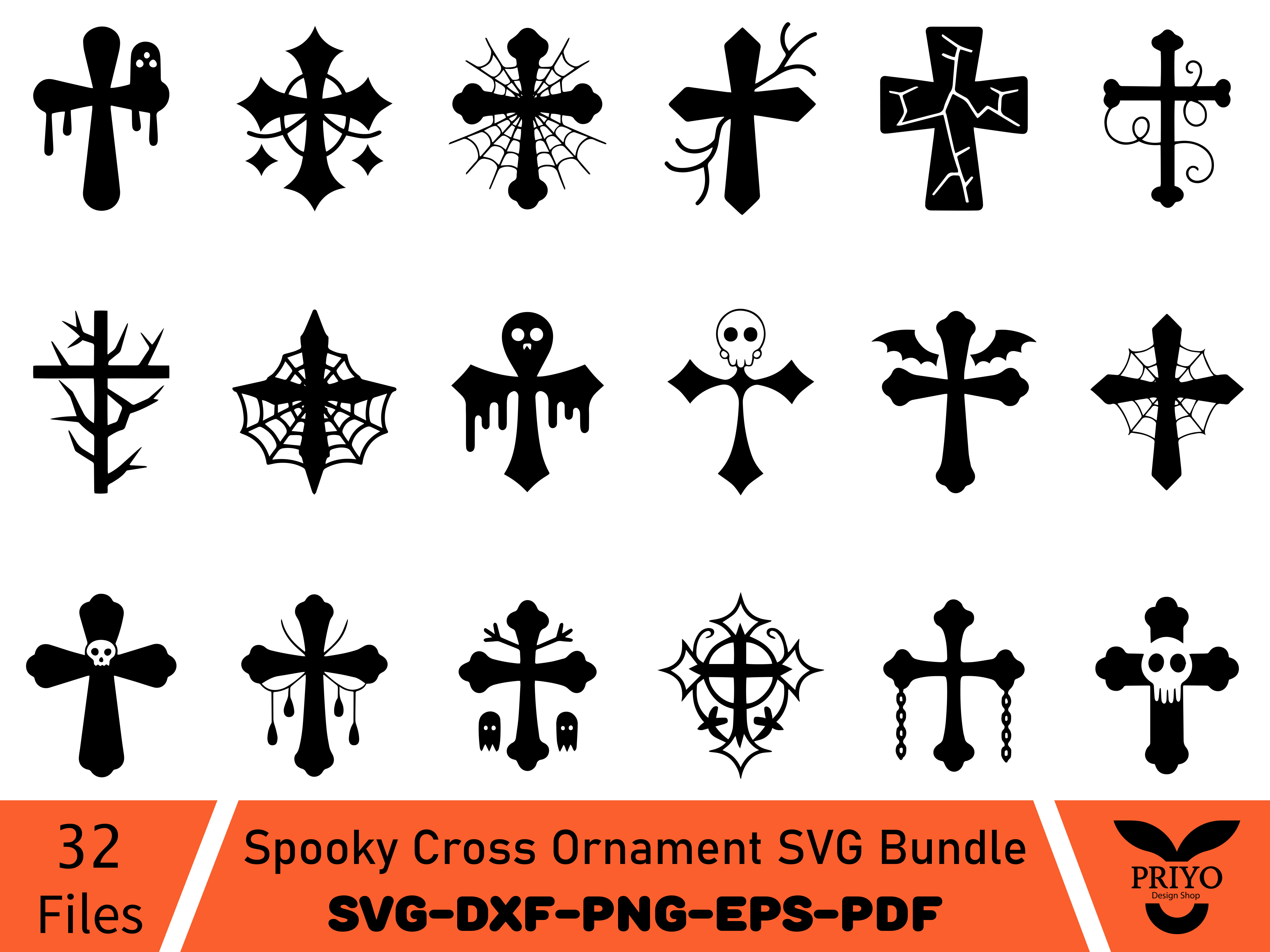 Spooky Cross Ornament SVG Bundle