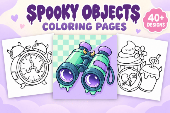 Spooky Objects Coloring Pages – Volume 2