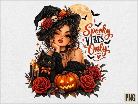 Spooky Vibes Halloween Witch PNG, Cute H