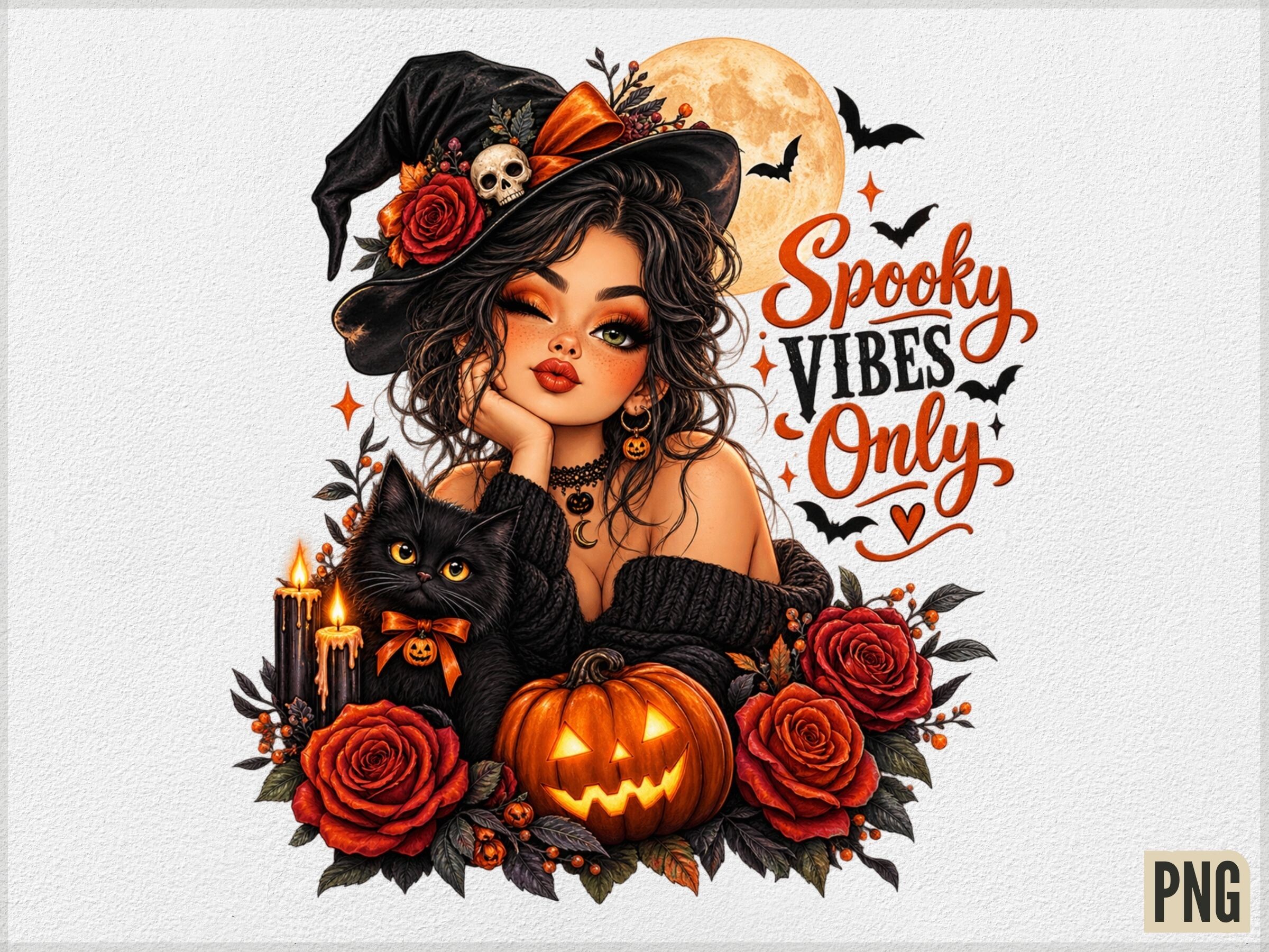Spooky Vibes Halloween Witch PNG, Cute H