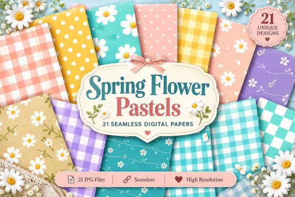 Spring Flower Pastels Digital Seamless