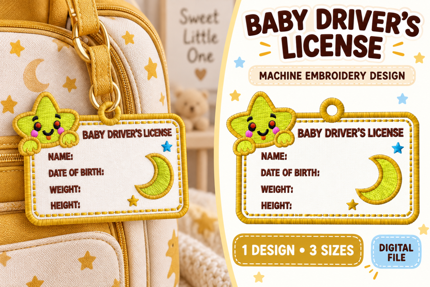 Star Baby Driver License Embroidery