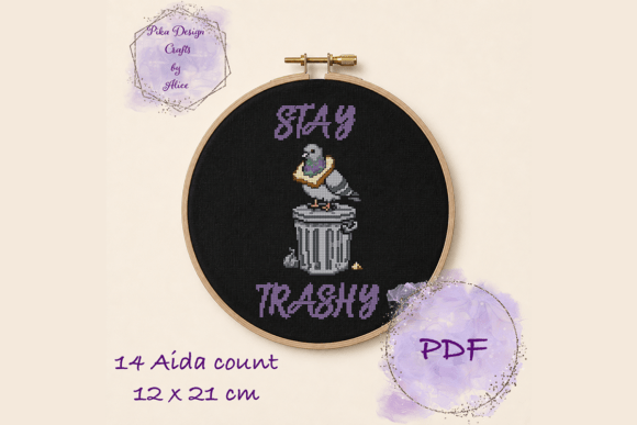 Stay Trashy Pigeon Cross Stitch Pattern