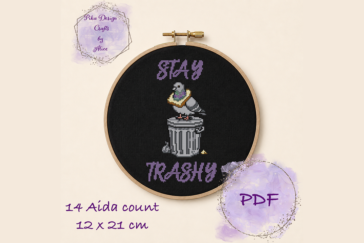 Stay Trashy Pigeon Cross Stitch Pattern