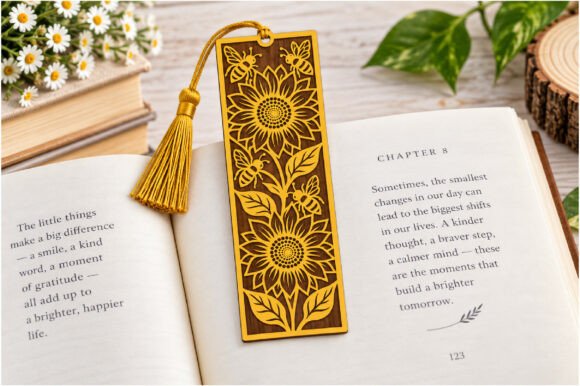 Sunflower Bee Bookmark SVG