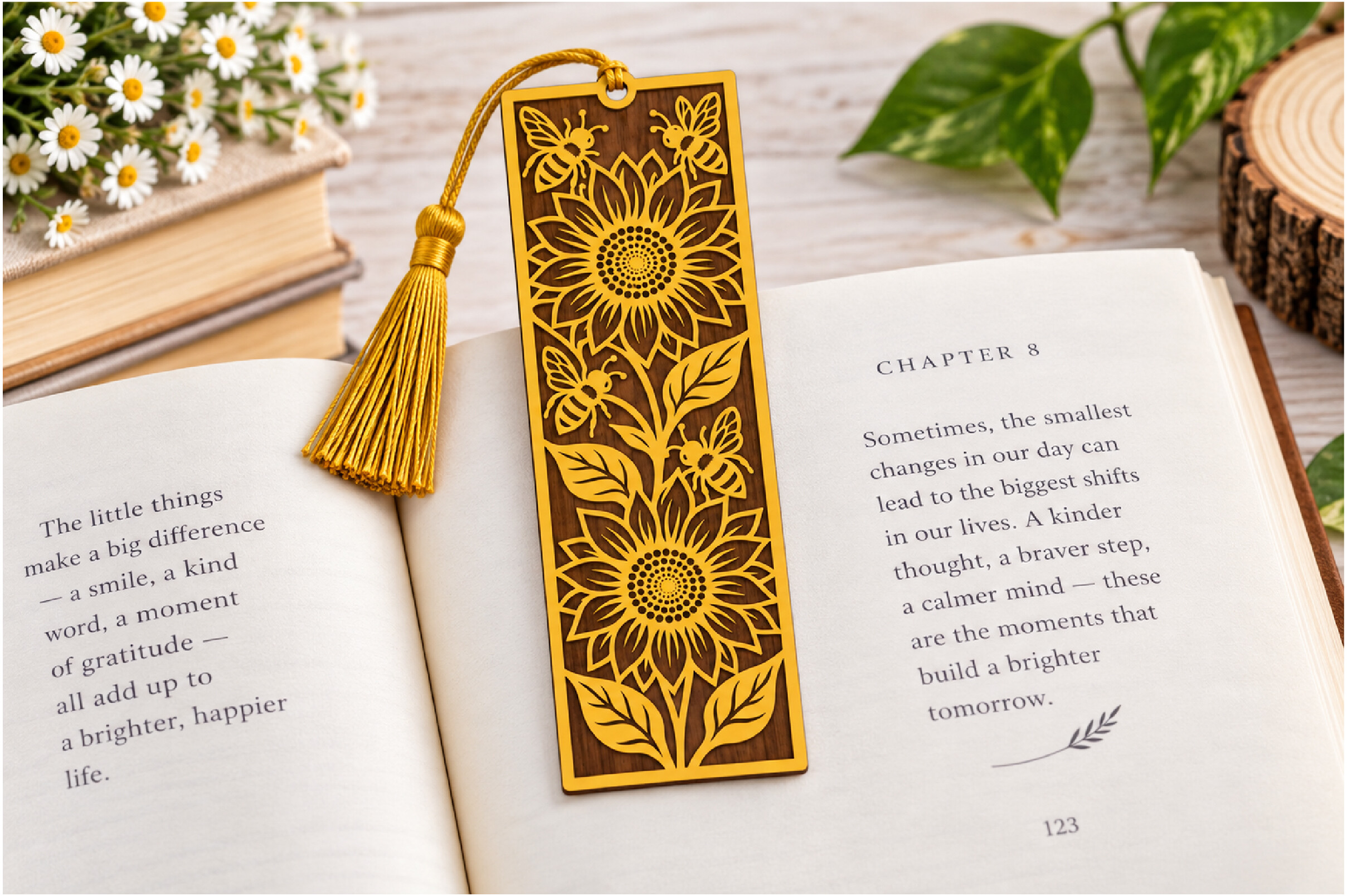 Sunflower Bee Bookmark SVG