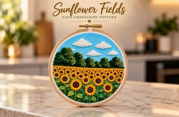 Sunflower Fields Hand Embroidery Pattern