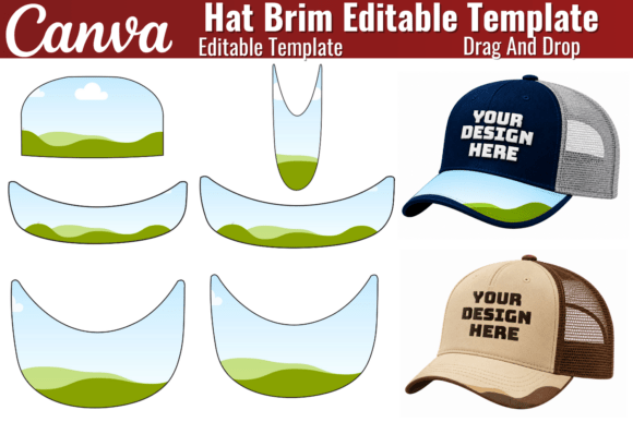 Trucker Hat Brim Template Canva Editable