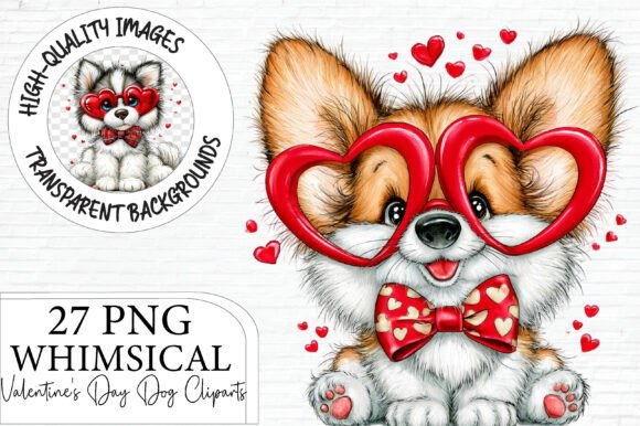 Valentine’s Day Dog Clipart PNG Bundle