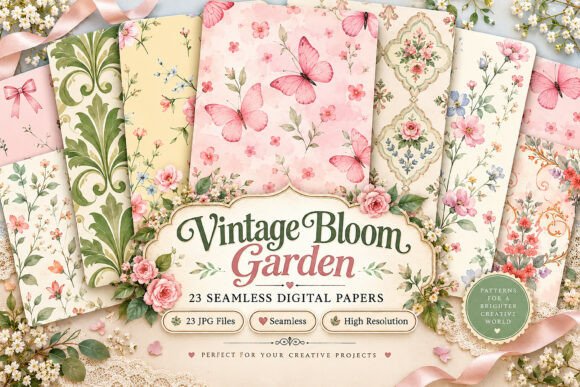 Vintage Bloom Garden Digital Seamless